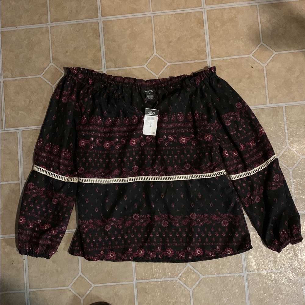 Rue21 Black Top with Pink Accents